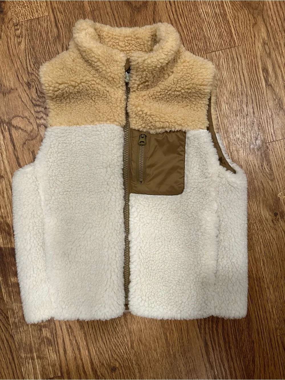 Baby Gap Kids Two-Tone Sherpa Vest - Cream and Tan 3T